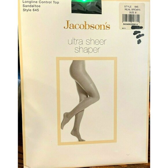 Womens Jacobsons Control Top Pantyhose 645 Sandaltoe Real Brown Sz B Ultra Sheer - Picture 5 of 5